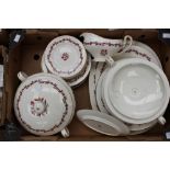 A box of Minton "Carmine" pattern dinner wares,