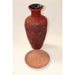 A cinnabar type Chinese vase, shouldered form,