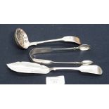 Three pieces of Exeter hallmarked silver, sugar sifting spoon,