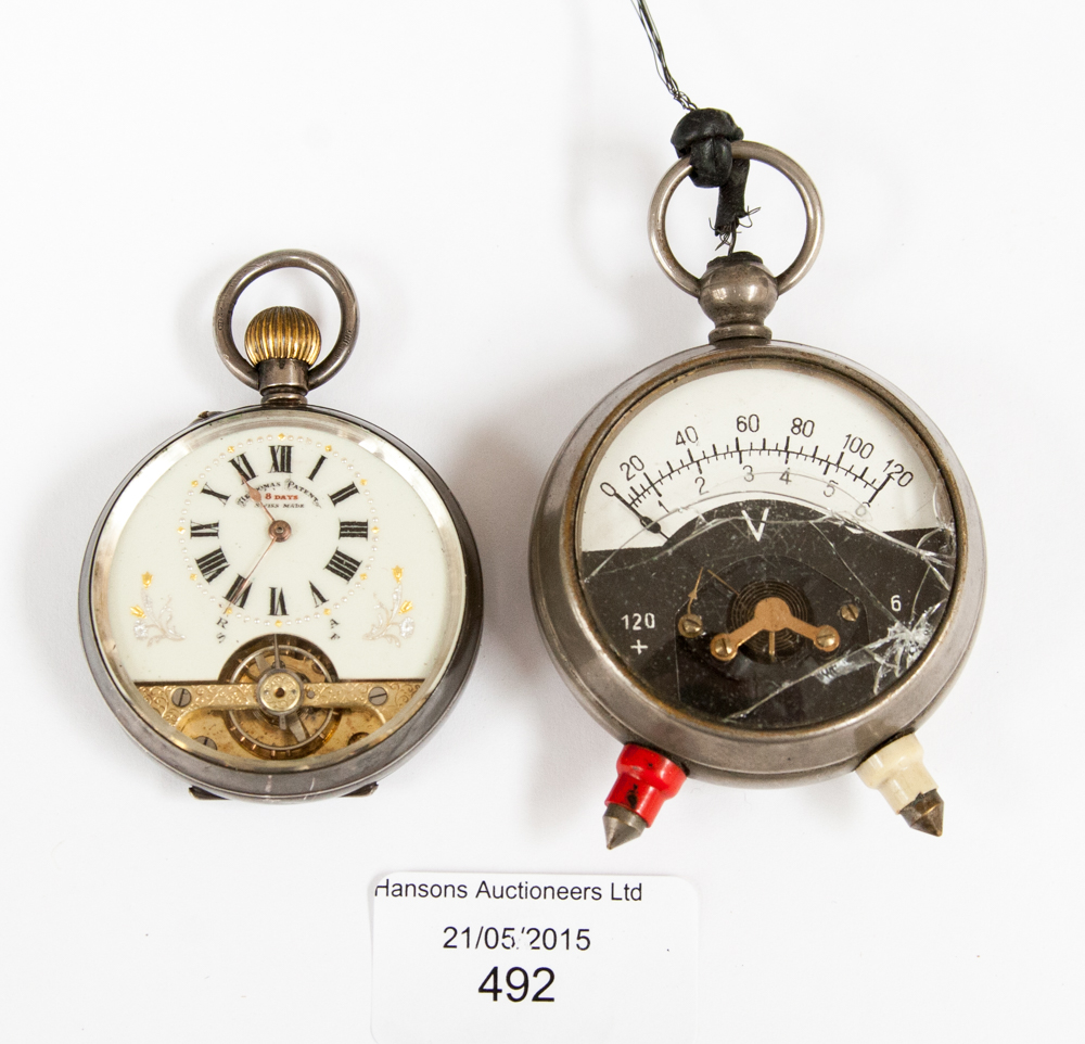 A continental silver pocket watch;