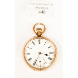A 9ct gold cased gentlemen's pocket watch with chased decoration