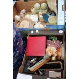 A Stratton compact, and other items including clothes brushes and a box including Onyx ware,