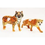 A Beswick Tiger model no. 2096, gloss; together with a Beswick Leopard model no.