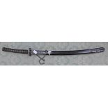 A Japanese samuri sword katana with 70 cm blade and  visible hamon, tang not viewed,