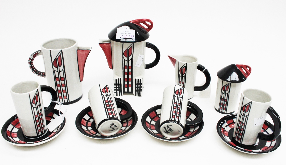 Lorna Bailey signed 'Old Ellegreave' pottery coffee service limited to one hundred sets,