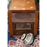 A 1930s His Master Voice valve radio, missing back panel,