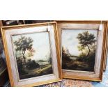 Gilbert (XX) a pair of romantic landscape oils on copper (2)