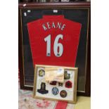 A Roy Keane signed and numbered Manchester United shirt,