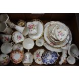 A box of assorted Royal Crown Derby including "Posies" dishes, cups and vases,