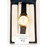 A Sekonda ladies wristwatch, water resistant, quartz movement, fitted on a leather strap,