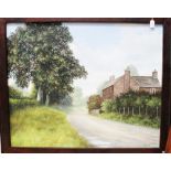 Steven Fox (contemporary) A Lane near Willington, Derbyshire, oil on canvas,