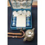 A Brexton complete picnic case with 1950/60 flasks, ceramics,