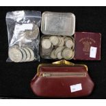 A small collection of coins, includes Victorian double florin 1887,