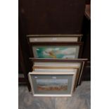 Nine assorted framed watercolours (9)