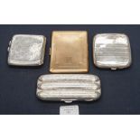 Two silver gilt lined cigarette cases, with a silver cigar case, weighing in total approx 9.