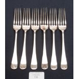 Six Sheffield silver dessert forks. 1932  7.
