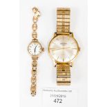 A Rotary wristwatch, gold plated,
