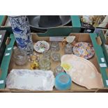 A box of ceramics and glassware,