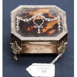 A George V silver and tortoiseshell jewellery casket in the neoclassical style, William Comyns,