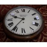 An oak cased Trumans Brewery wall clock with pendulum, Roman numerals,