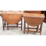 Two drop leaf barley twist tables