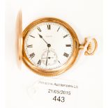 A gilt metal 'Elgin' American hunter pocket watch, the case engine-turned,