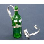 Two silver plated wine bottle handle/pourers