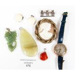 A vintage Rolex watch serial number 53831 stamped 375, missing winder, Arabic numerals,
