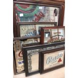 Nine assorted pub mirrors, including Bass, all reproductions and two J.