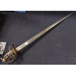 A basket hilt sword