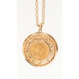 A Queen Elizabeth II 1966 sovereign, mounted in a 9ct gold pendant setting with a 9ct chain,