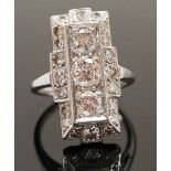 ***REOFFER JULY £500/700*** A diamond dress ring with central rectangular mount,