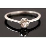 ***VH TO REOFFER JULY £100/150 GS*** A solitaire diamond Ring, claw set cushion cut diamond,