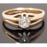 ***REOFFER JULY £150/200*** A solitaire diamond Ring, claw set old-cut diamond, approx. 0.