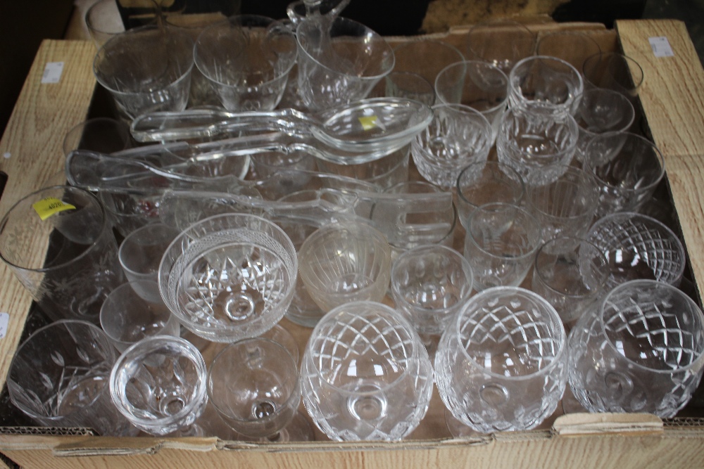 Four boxes of assorted glassware including cut glass, decanters, paperweights, champagne saucers, - Image 4 of 4