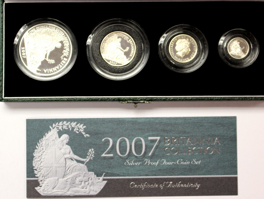 Silver proof Britannia set, 2007 £2 to 20p,