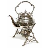 A late Victorian electro-plated fixed handle teapot,