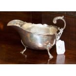 An exceptional quality late Victorian Scottish sterling silver wavy rim sauce boat of heavy gauge