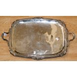 A silver plated tray entitled Foxhounds, 1887, First Prize.