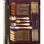 A 24 ct plated cutlery set in case SBS