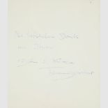 Fischer-Dieskau, Dietrich (Sänger u. Dirigent). Formlose handschriftliche Dankeskarte mit