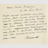 Paderewski, Ignacy Jan (Komponist u. Pianist). Handschriftlicher Brief mit Unterschrift. 4°. O.O.