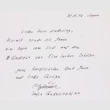 Gubaidulina, Sofia Asgatowna (Komponistin). Handschriftlicher Brief mit Unterschrift und Umschlag.