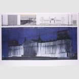 Christo (d. i. Chr. Javacheff). Wrapped Reichstag (Project for Berlin). Drawing 1993 in two parts.