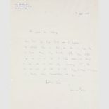 Henze, Hans Werner (Komponist). Handschriftlicher Brief mit Unterschrift. 4°. Rom, 11. Sept. 1967.