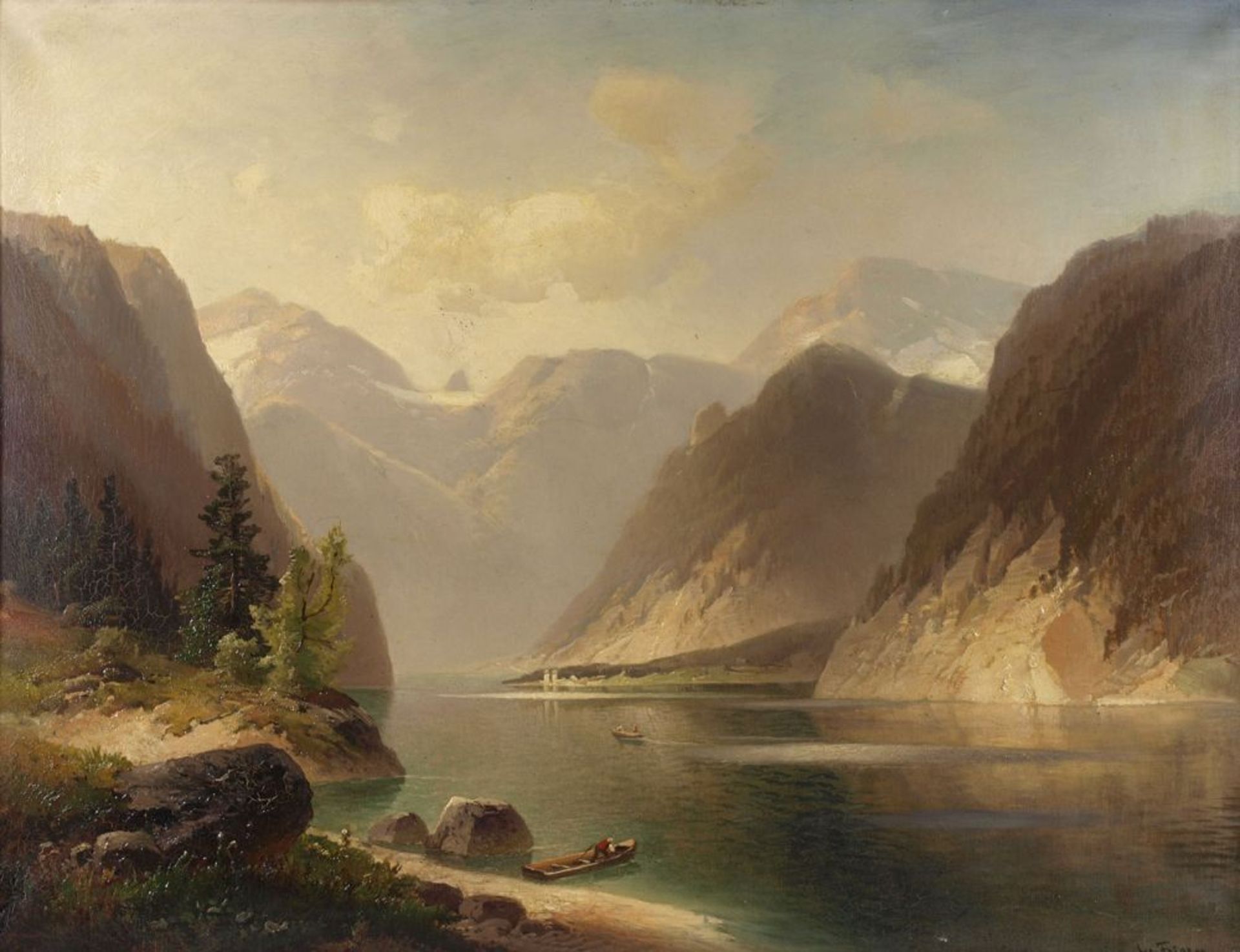 Opening: 40 EUR        Friesen, Ludwig Öl/Lwd., "Königssee", feine Ausarbeitung des Themas mit - Image 2 of 4