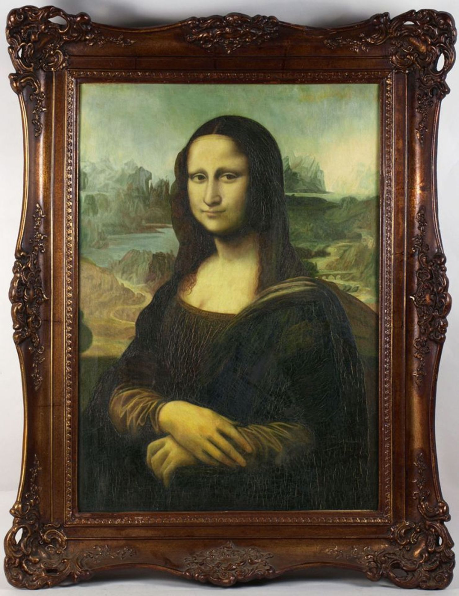 Opening: 50 EUR        Unbekannter Kopist Öl/Lwd., Darstellung der Mona Lisa von Leonardo da - Image 3 of 3