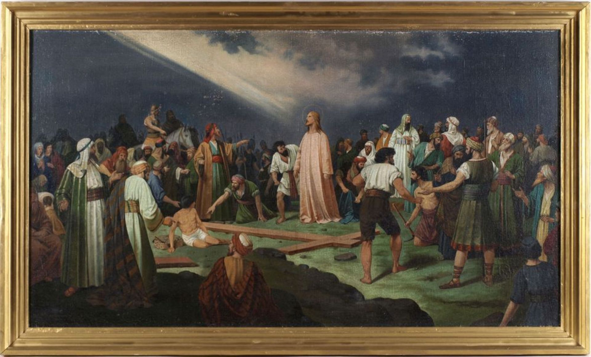 Opening: 120 EUR        Schrelzenmayer, J. Öl/Lwd., vor der Kreuzigung, Jesus Christus umgeben von - Image 3 of 5