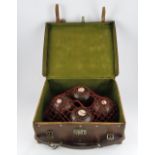 Four lignum vitae 5" lawn bowls, incorpo