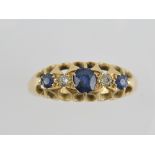 A sapphire and diamond five stone ring,